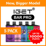5 PACK – IGET BAR PRO – 10000 PUFFS